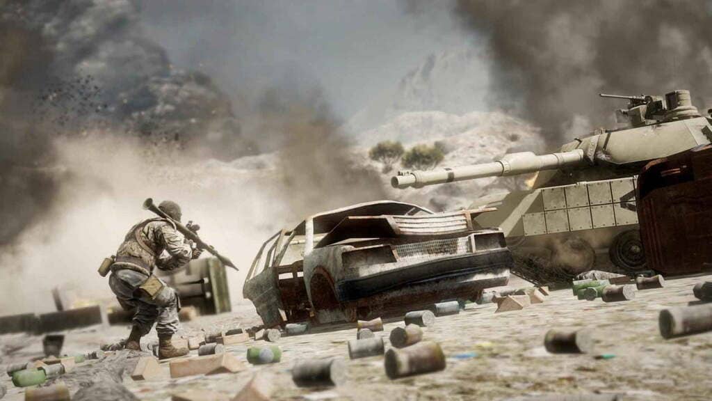 Những trận đấu súng chân thực và đầy hỗn loạn trong Battlefield Bad Company 2 Giao tranh dữ dội với nhiều binh lính trong môi trường tuyết phủ của Battlefield Bad Company 2