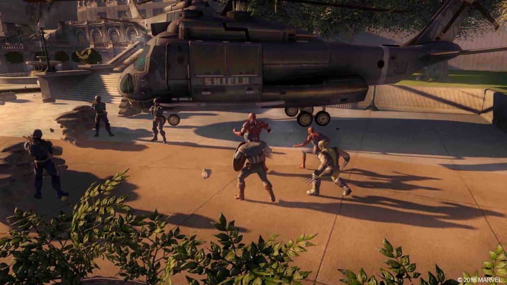 Tham gia cuộc chiến phe phái trong Marvel Ultimate Alliance 2 và giành lấy chiến thắng. Marvel Ultimate Alliance 2 - Captain America và các siêu anh hùng khác chiến đấu với lính S.H.I.E.L.D.