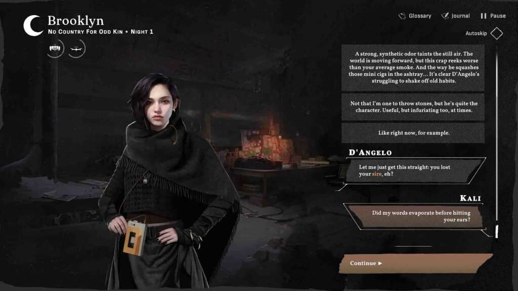 Vampire The Masquerade: Khám phá cốt truyện đen tối tại New York. Vampire The Masquerade – Reckoning of New York: Nữ nhân vật chính Brooklyn trong cuộc đối thoại đêm.