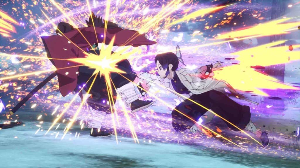 Trận đấu kịch tính giữa Giyu và Shinobu trong Demon Slayer -Kimetsu no Yaiba- The Hinokami Chronicles.