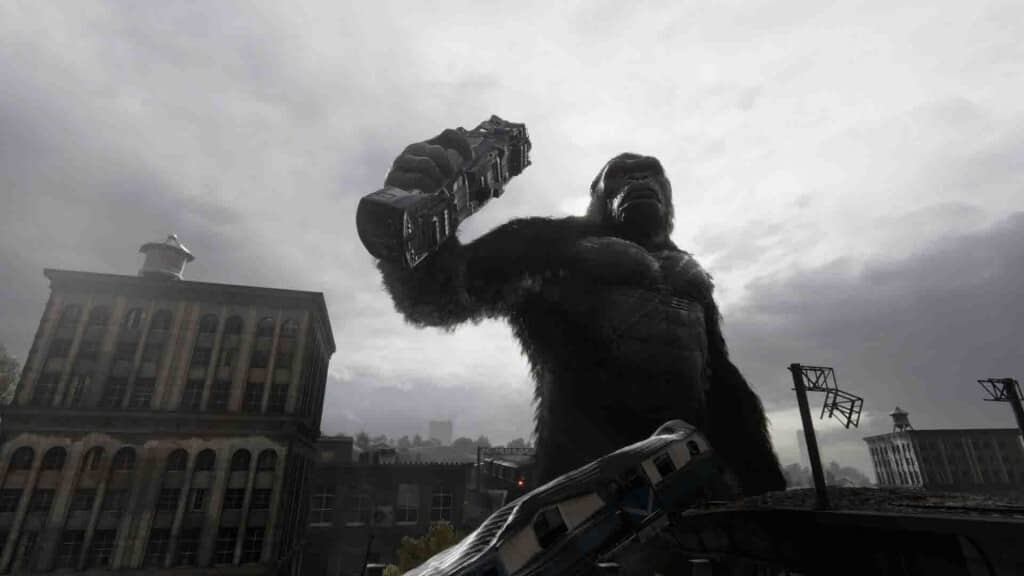King Kong khổng lồ cầm tòa nhà trong game Kong Survivor Instinct