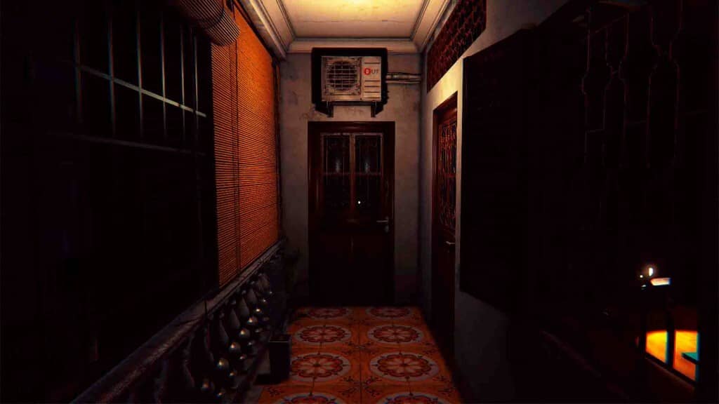 Hành lang u ám trong game kinh dị Việt The Death Thần Trùng. The Death Thần Trùng - Hành lang nhà cũ phong cách Việt Nam đậm chất kinh dị.