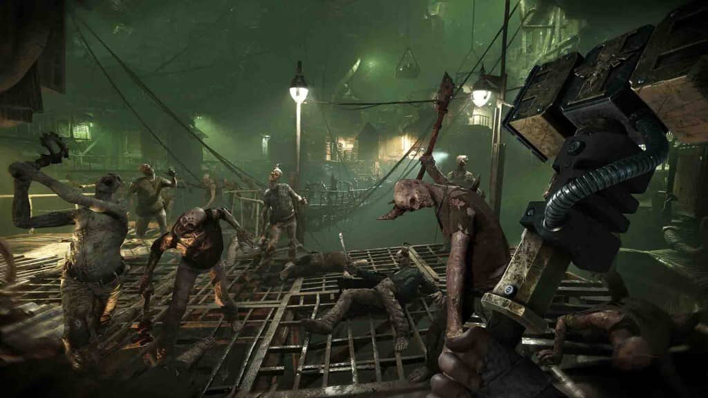 Warhammer 40,000: Darktide - Người chơi đối mặt với đám đông quái vật xác sống khát máu.