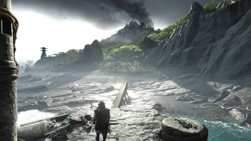 Cảnh quan tuyệt đẹp trong Ghost of Tsushima DIRECTOR’S CUT Jin Sakai cưỡi ngựa qua cánh đồng lau trong Ghost of Tsushima