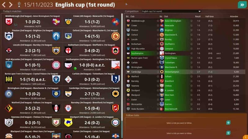 English Cup 1st round results - WE ARE FOOTBALL 2024 gameplay Kết quả vòng 1 English Cup trong WE ARE FOOTBALL 2024 với các trận đấu của Middlesbrough, Preston, Lincoln
