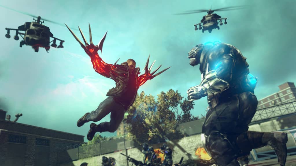  Prototype 2 Heller dùng vuốt Claw chiến đấu với dị nhân Brawler (Goliath), trực thăng