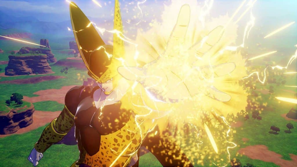 Quái vật Cell tung chưởng năng lượng vàng rực trong Dragon Ball Z Kakarot DAIMA trên PC – Trải nghiệm combat mãn nhãn tại TmhGames