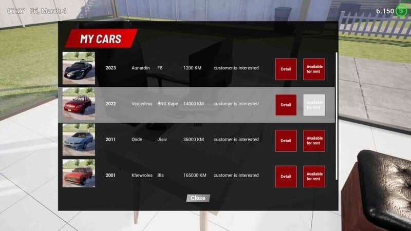 Hệ thống đồ họa chi tiết trong Rent A Car Simulator 24
