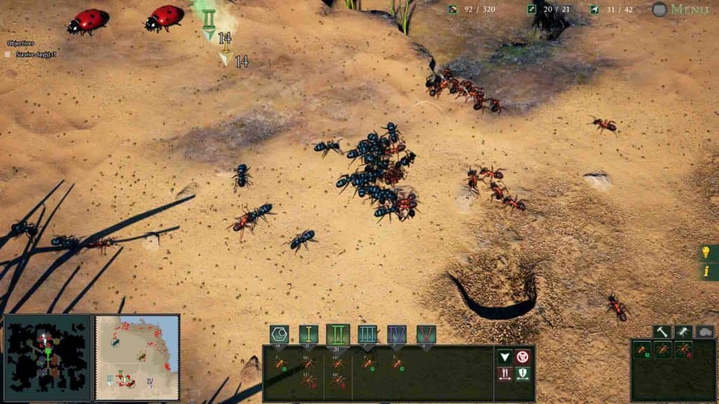 Chiến thuật sinh tồn trong Empires Of The Undergrowth Hình ảnh gameplay Empires Of The Undergrowth - đàn kiến chiến đấu côn trùng khổng lồ