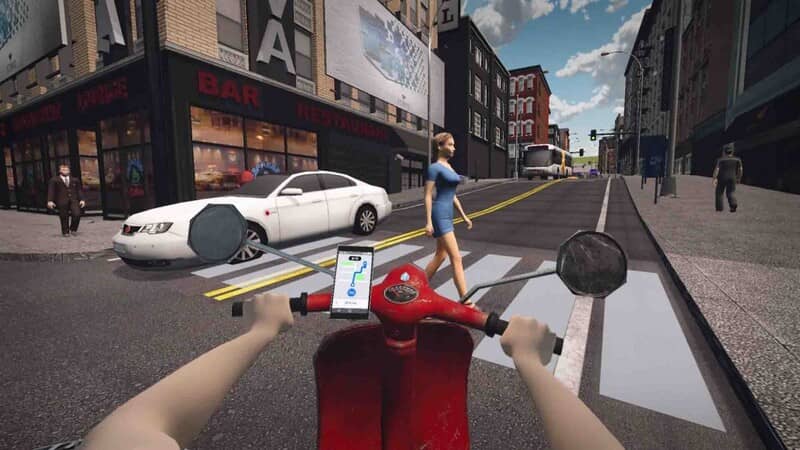 Lái xe giao đồ ăn trên đường phố trong Food Delivery Simulator