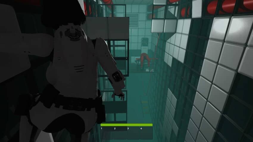 Nhân vật chính Haydee với vũ khí trong game