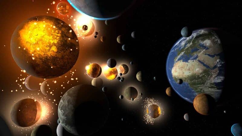  "Quan sát va chạm giữa các hành tinh trong Universe Sandbox Space"