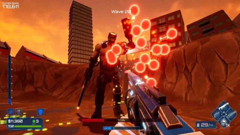"Hệ thống vũ khí đa dạng trong game Zombots Invasion"
