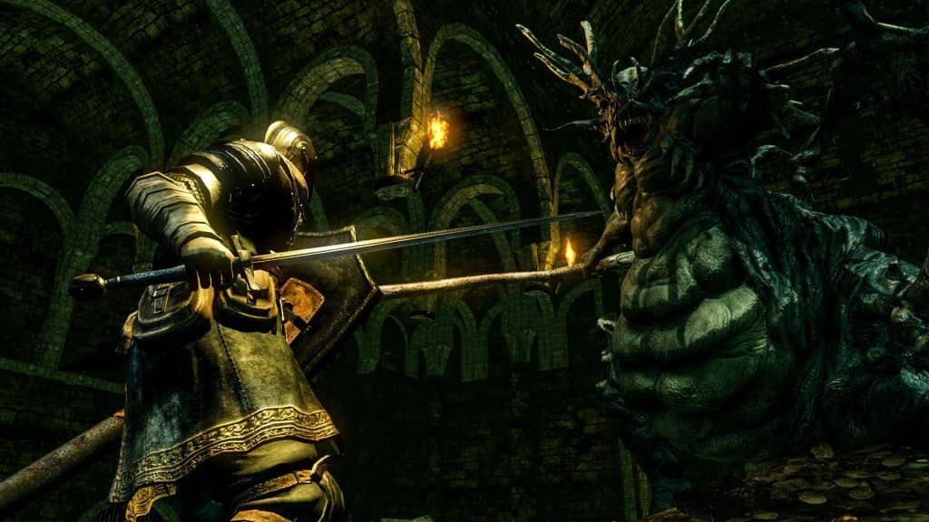 Trận chiến với boss Dark Sun Gwyndolin trong Dark Souls Remastered
