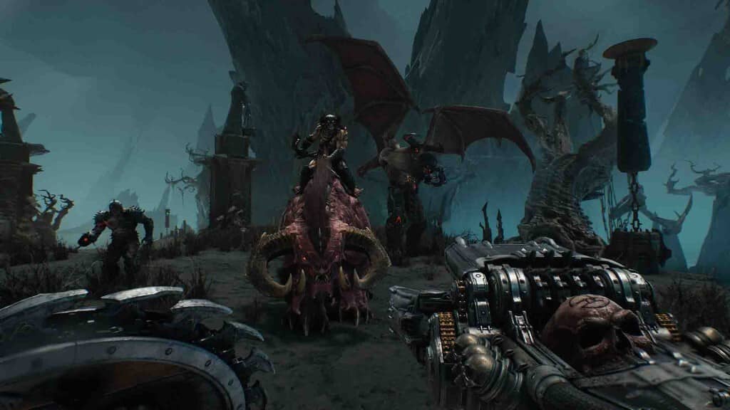 Gameplay DOOM The Dark Ages - Trận chiến với quái vật địa ngục Cảnh chiến đấu kịch tính trong DOOM The Dark Ages - Đồ họa 4K sắc nét
