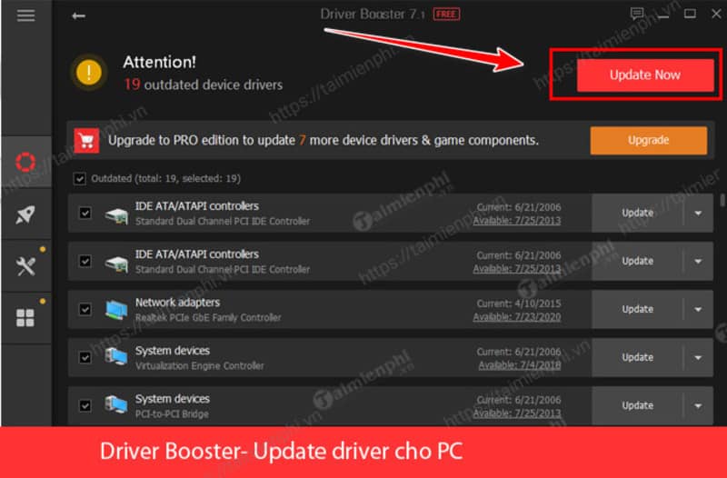 Driver Booster 11 - Danh sách driver cần cập nhật Danh sách các driver cần cập nhật được hiển thị trong Driver Booster 11