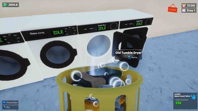 Gameplay Laundry Supermarket Simulator - Quản lý tiệm giặt ủi Quản lý máy giặt và khách hàng trong Laundry Supermarket Simulator