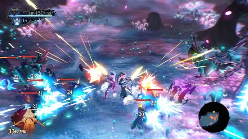 Gameplay ONINAKI chiến đấu 3D Hình ảnh gameplay ONINAKI nhân vật chính chiến đấu với quái vật trong thế giới 3D tuyệt đẹp