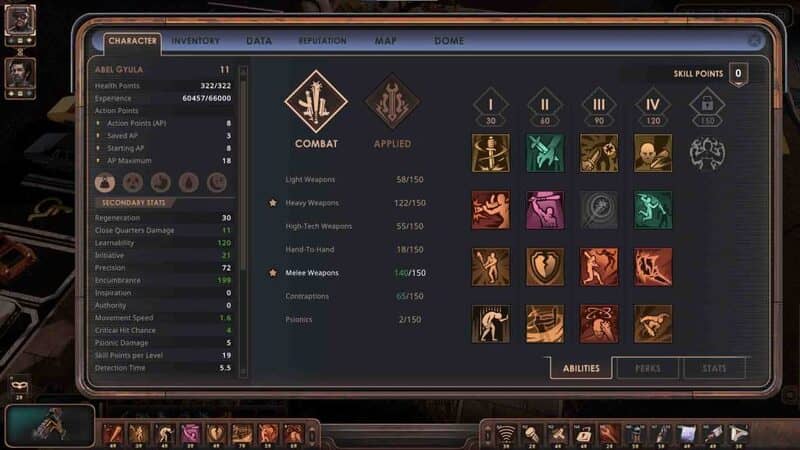 Character customization and skill tree in Encased RPG Tùy chỉnh nhân vật và kỹ năng trong Encased