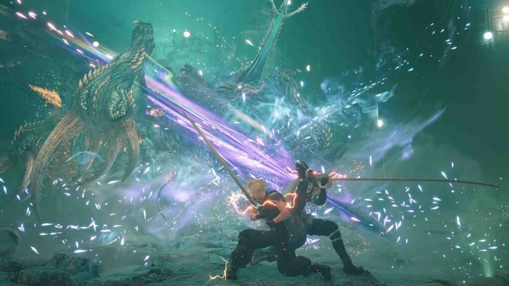 Gameplay Final Fantasy VII Rebirth chiến đấu mãn nhãn Cloud Strife và nhóm bạn trong trận chiến tại Final Fantasy VII Rebirth