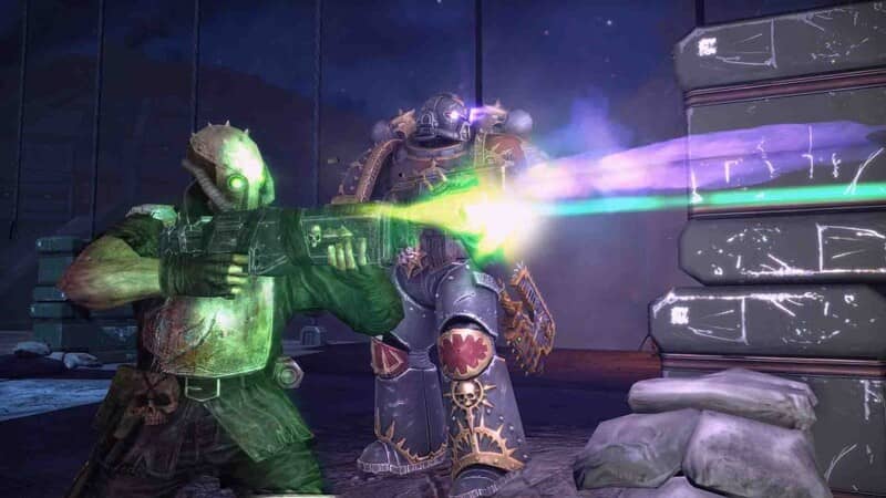Cảnh chặt chém chainsword trong Warhammer 40000 Space Marine Space Marine chainsword execution scene screenshot