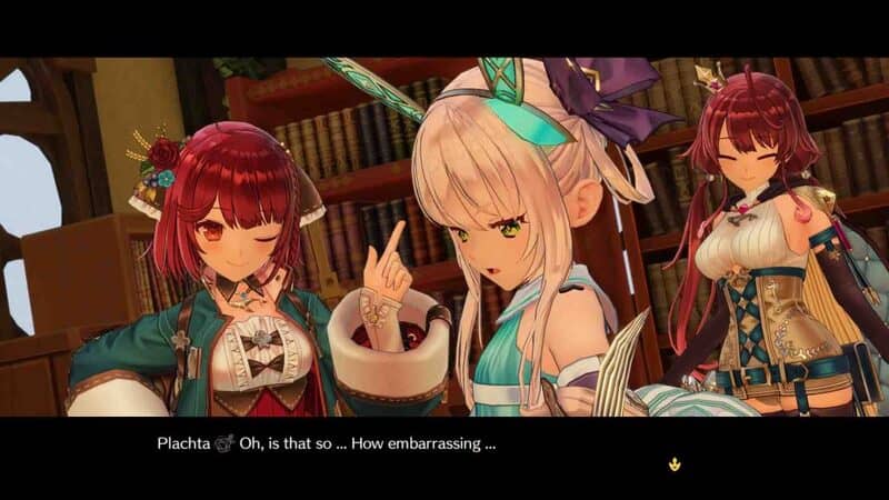 Khám phá những câu chuyện và mối quan hệ đáng yêu của các nhân vật trong Atelier Sophie 2: The Alchemist of the Mysterious Dream. Atelier Sophie 2 The Alchemist of the Mysterious Dream cảnh ba nhân vật nữ trò chuyện thân mật trong game