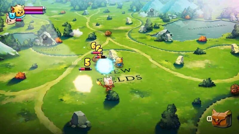 Lối chơi hành động Cat Quest II: Kỹ năng và phép thuật chiến đấu Cat Quest II - Cảnh chiến đấu gay cấn giữa mèo và quái vật