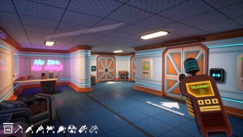 Thiết Bị Dịch Chuyển Teleport Hữu Ích Trong Digger Galactic Treasures Gameplay Digger Galactic Treasures - Người chơi đang cầm trên tay thiết bị dịch chuyển Teleport, một công cụ quan trọng để di chuyển nhanh trong căn cứ.