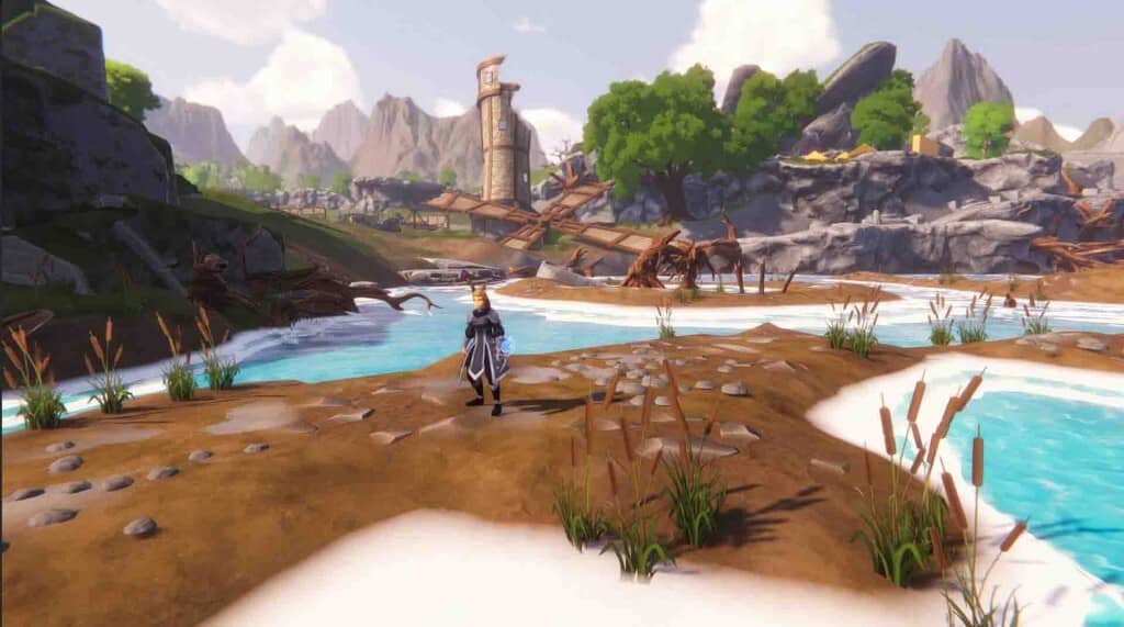Trải Nghiệm Gameplay Gedonia 2 - Khám Phá Thế Giới Mở Gedonia 2 Gameplay: Góc nhìn người chơi khám phá thế giới rộng lớn với giao diện nhiệm vụ và các chỉ số hiển thị.