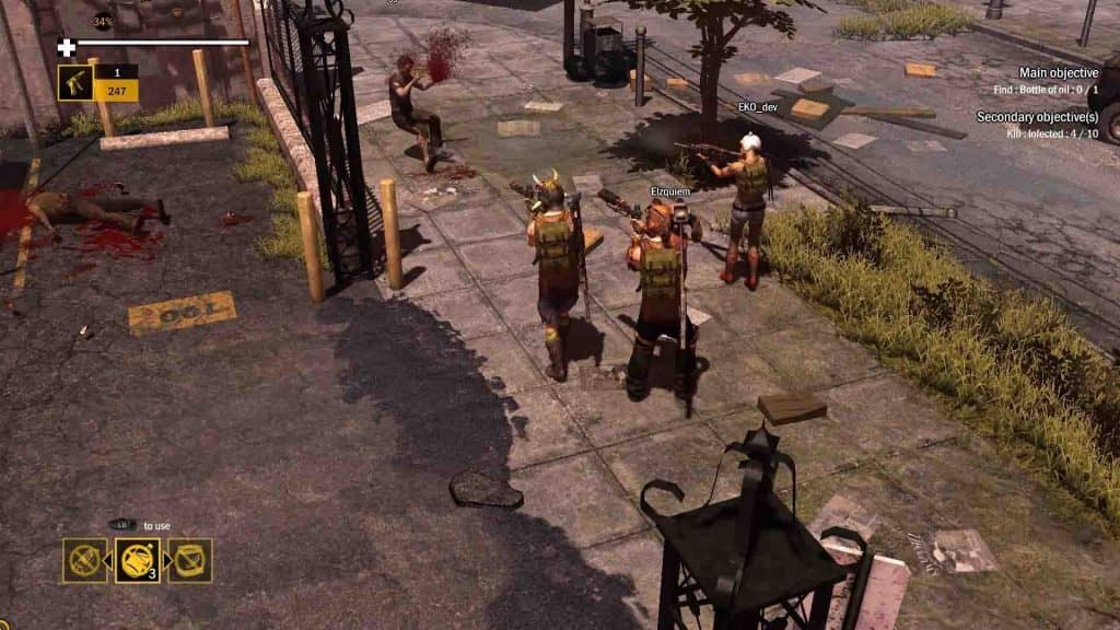 Gameplay How to Survive 2: Người chơi chiến đấu với đàn zombie trên đường phố đổ nát
