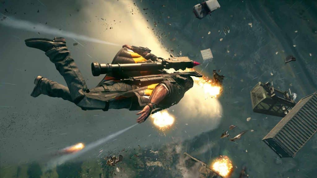 Just Cause 4 PC: Tải game hành động với màn bay lượn ấn tượng Rico Rodriguez bay lượn với wingsuit trong pha hành động bùng nổ của Just Cause 4