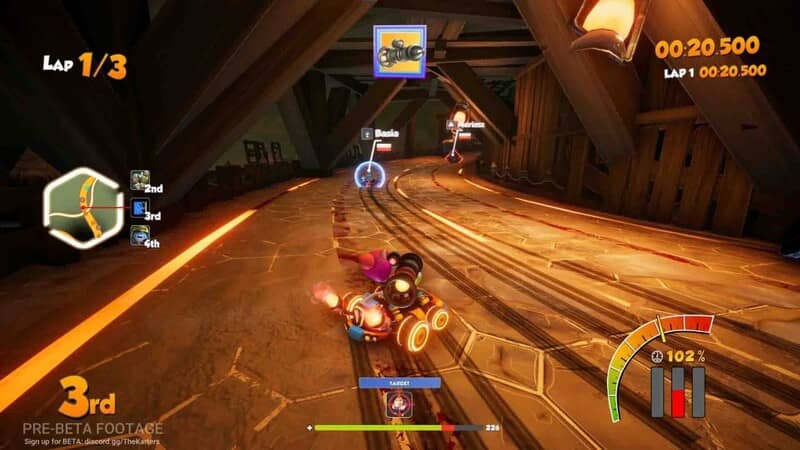 Theo dõi màn rượt đuổi tốc độ trong hầm mỏ ở gameplay The Karters 2 Turbo Charged, tải game miễn phí tại TmhGames! Cảnh đua gay cấn trong hầm mỏ tối tăm của game Karters 2 Turbo Charged trên PC, người chơi TmhGames đang cố gắng bám sát top 2 ở vòng đua đầu tiên.