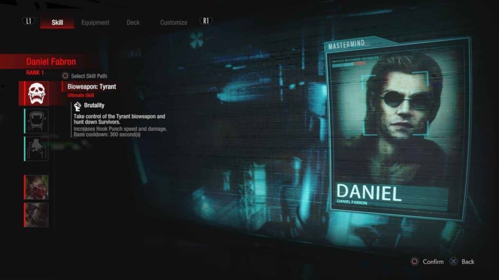 Giao diện menu Daniel Fabron trong Resident Evil 3 Remake