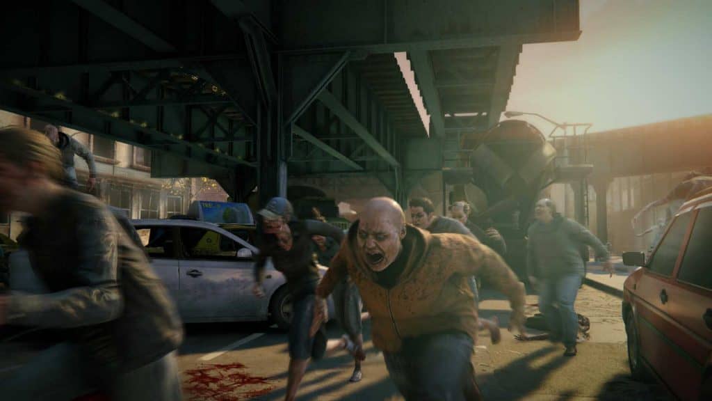 "Gameplay World War Z Aftermath PC: Người chơi đối mặt với đàn zombie hung hãn trên đường phố đổ nát, máu văng tung tóe"