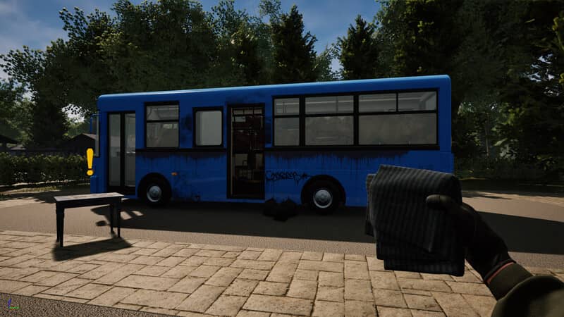 Bus Flipper Renovator Simulator – Khám phá thế giới sửa chữa và tùy biến xe buýt Gameplay Bus Flipper Renovator Simulator – Người chơi chuẩn bị sửa chữa xe buýt màu xanh