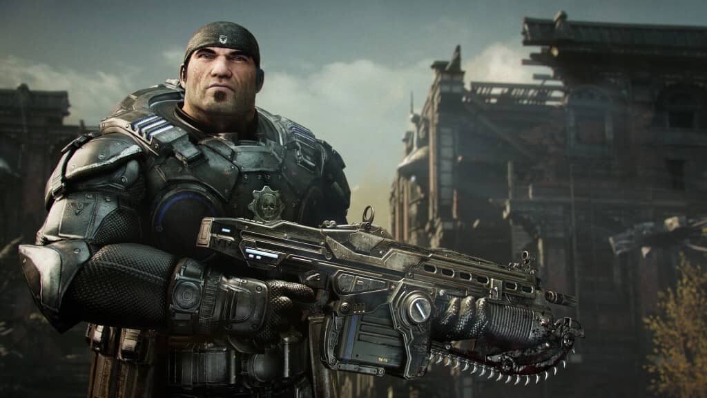 Khung cảnh hoành tráng trong Gears of War Reloaded 2025 Nhân vật chính trong Gears of War Reloaded 2025 đứng giữa chiến trường đổ nát