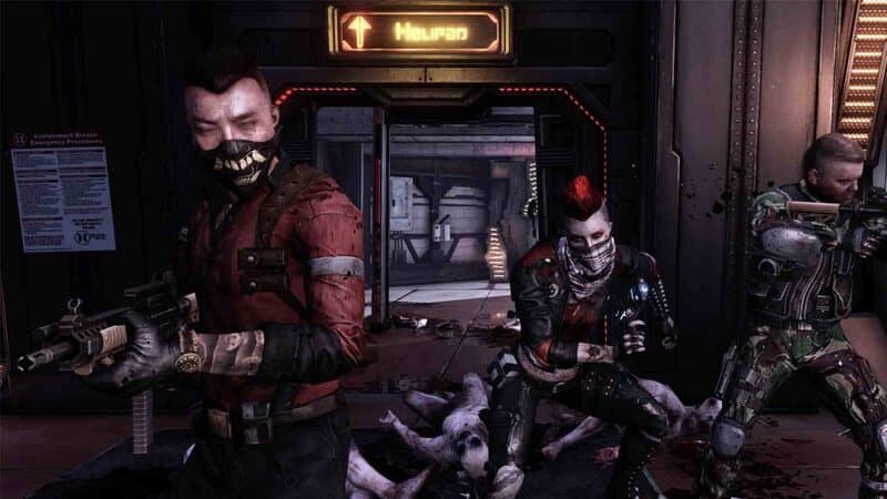 "Tổ đội game thủ trong Killing Floor 2 chuẩn bị chiến đấu bên trong ga tàu tối tăm với vũ khí hiện đại"