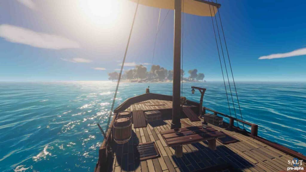 Du ngoạn đại dương bao la trong Salt 2 Shores of Gold Tàu thuyền Salt 2 Shores of Gold trên biển xanh, phiêu lưu dưới ánh nắng, cảnh quan đại dương