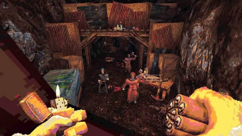 CULTIC - Bắn súng trong hầm mỏ tối tăm: Thử thách sinh tồn không dành cho kẻ yếu tim CULTIC: Gameplay trong hầm mỏ, nhân vật chiến đấu với các thành viên giáo phái.