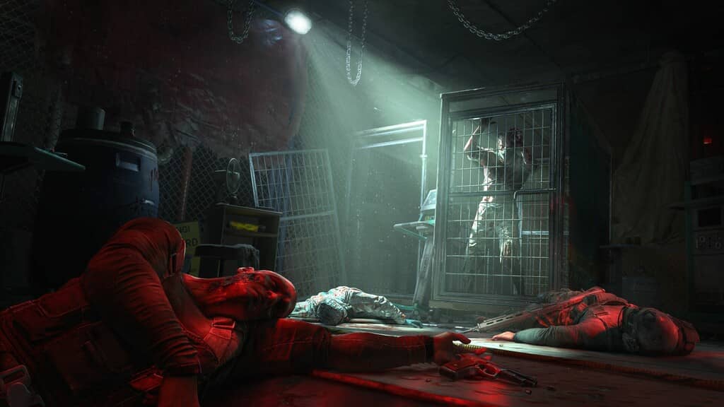 Dying Light The Beast: Khám phá những căn hầm bí ẩn chứa đầy hiểm nguy! Dying Light The Beast gameplay: xác sống trong lồng sắt và xác chết trên sàn.