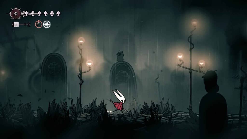 Hornet Hollow Knight Silksong chiến đấu trong khu vực sương mù