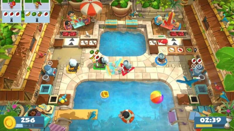 Bể bơi vui nhộn với nhiều đầu bếp trong game Overcooked! All You Can Eat.