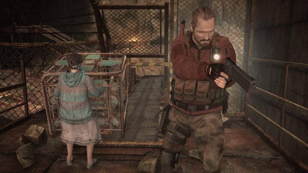 Cùng nhau vượt qua hiểm nguy và giải đố trong Resident Evil Revelations 2. Resident Evil Revelations 2, Barry và Natalia hợp tác di chuyển lồng sắt trong nhà máy u ám.