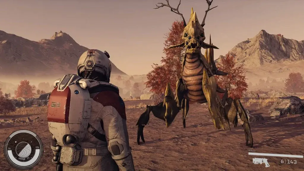 Cuộc chạm trán với sinh vật ngoài hành tinh khổng lồ và đáng sợ trong thế giới của game Starfield.