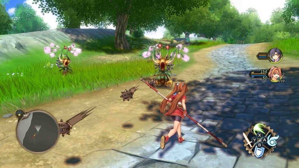 Trails in the Sky 1st Chapter: Bắt đầu cuộc phiêu lưu huyền thoại. Trails in the Sky 1st Chapter: Nhân vật nữ chính Estelle Bright đi bộ trên con đường mòn.