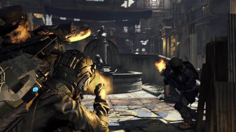 Tham gia vào các trận chiến PvP chiến thuật đỉnh cao và đầy kịch tính của game Umbrella Corps. Gameplay Umbrella Corps: hai đội lính đặc nhiệm đối đầu chiến thuật với nhau giữa một khu di tích đổ nát.