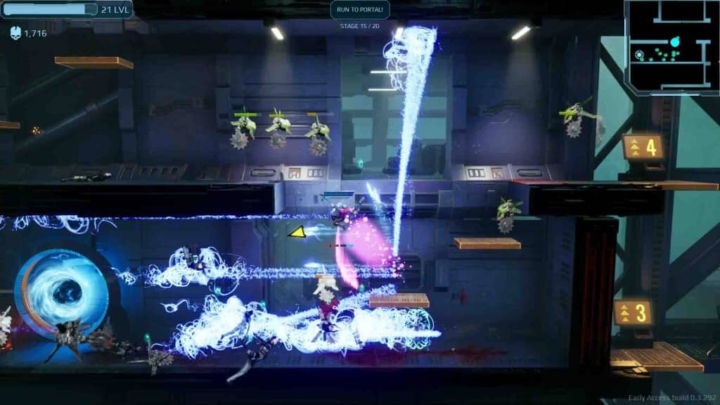Adrenaline Rampage: Chi tiết giao diện người dùng và thông số Adrenaline Rampage giao diện HUD hiển thị máu, cấp độ và vũ khí