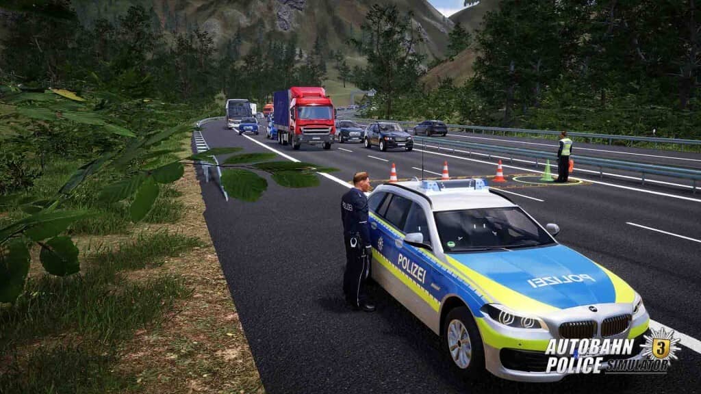 Cảnh sát Đức điều tra vụ tai nạn giao thông trên đường cao tốc Autobahn trong game Police Simulator 3