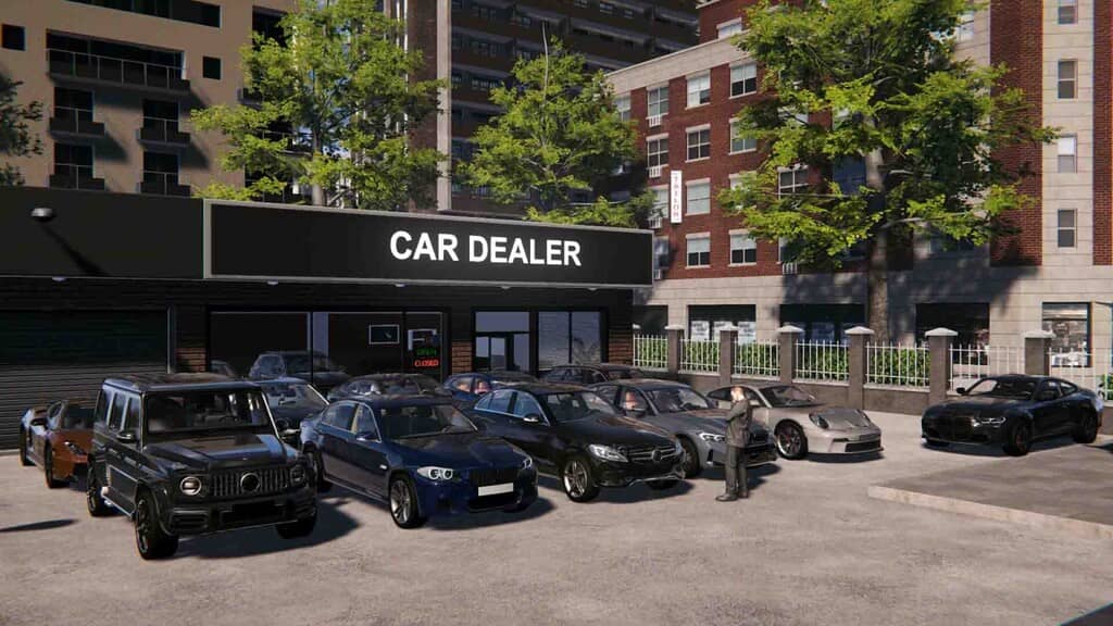 Car Dealership Simulator 2 ngoại cảnh đại lý xe, nhiều xe sang và nhân vật bán hàng