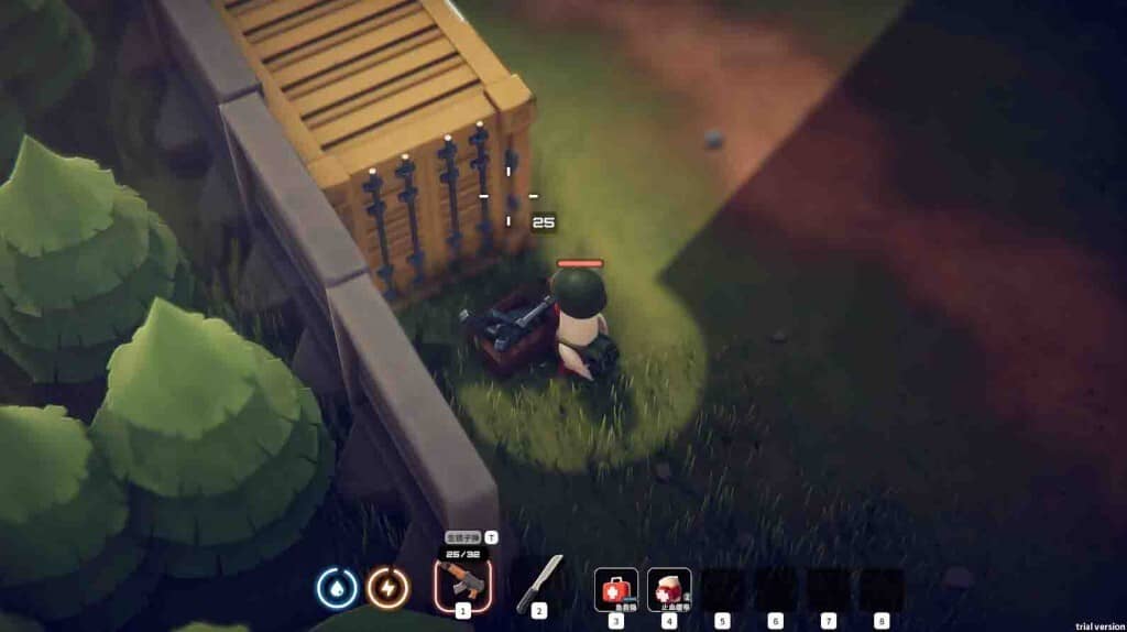 Escape From Duckov góc nhìn từ trên xuống nhân vật đứng giữa bãi cỏ
